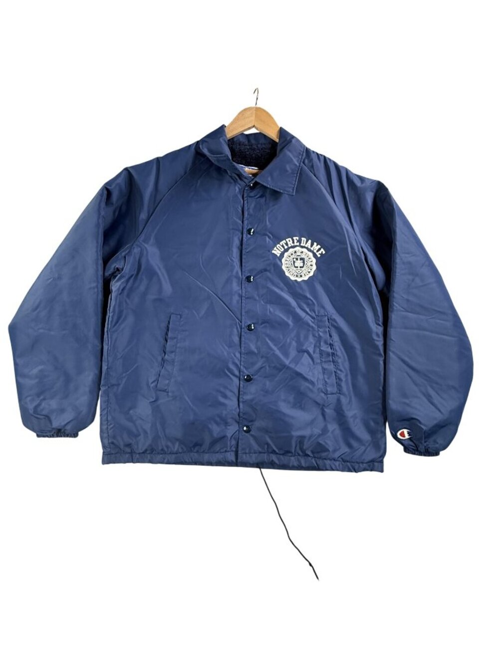 Vintage Notre Dame Fighting Irish Jacket Mens Medium Blue NCAA Football Champion